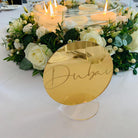 Gold Mirror Table Name Circle