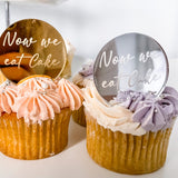 Now Eat Cake Engraved Charms or Cupcake Toppers