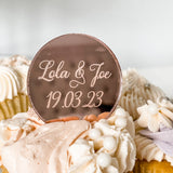 Mirror Engraved Personalised Wedding Cupcake Toppers
