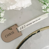 Arch Top Wedding Place Cards With Personalised Ribbon
