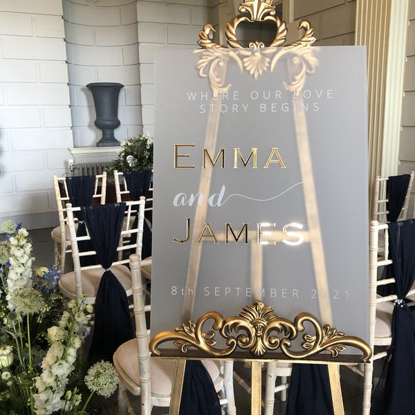 Gold Mirror Wedding Venue Sign