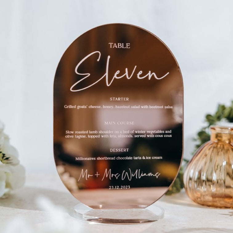 Luxury Rose Gold Menu & Table Number