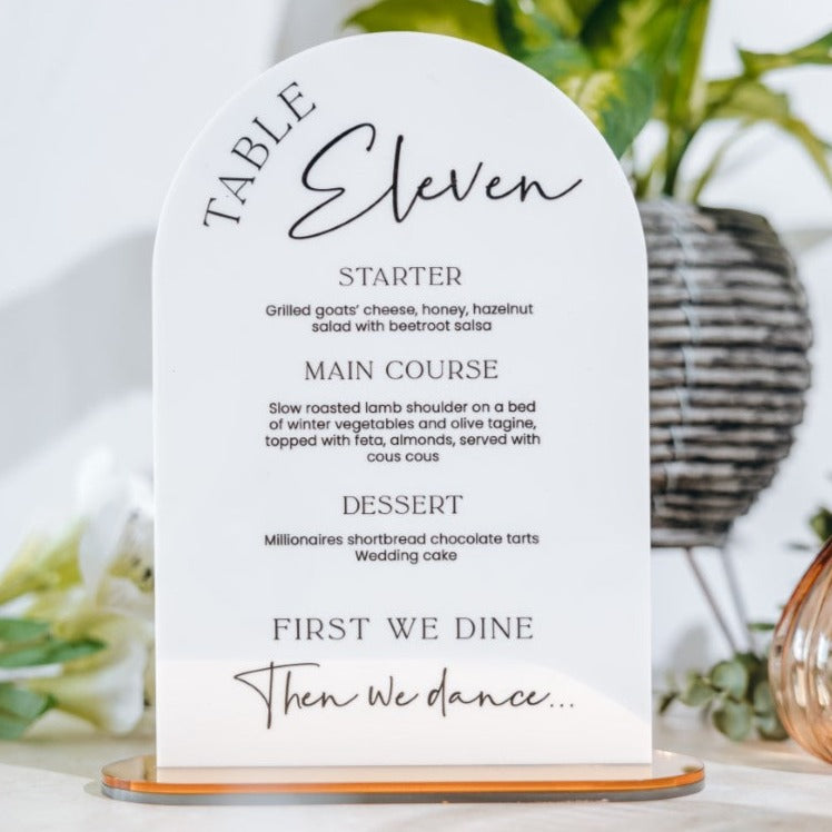 Wedding Table Number & Menu