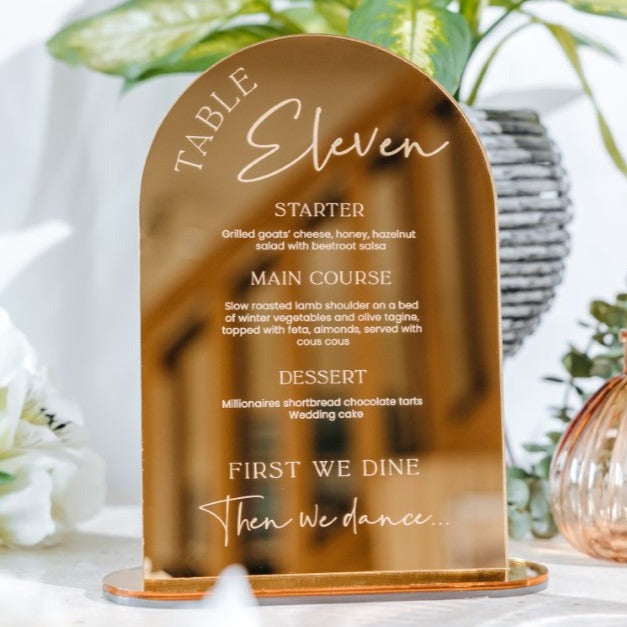 Wedding Table Number & Menu