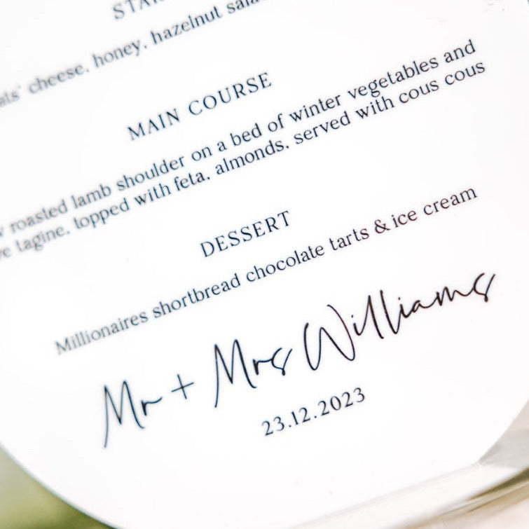 Simple Wedding Menu's