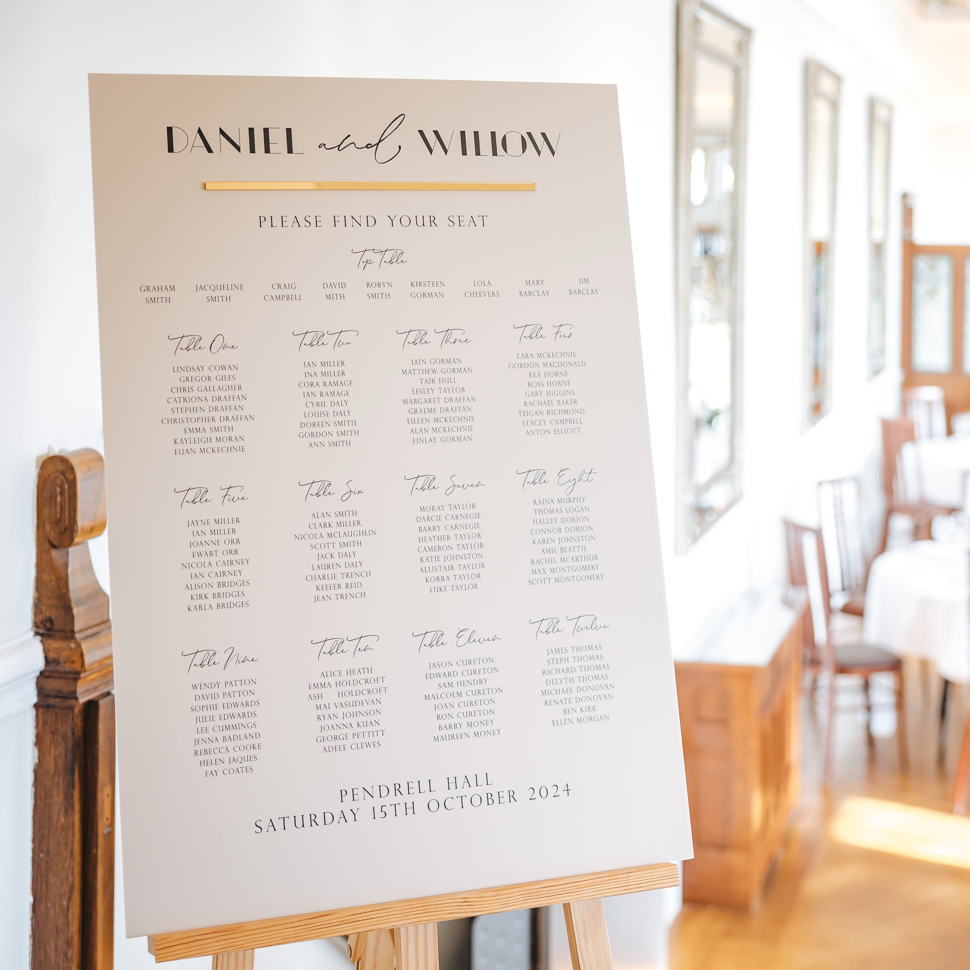 Beige & Gold Acrylic Wedding Seating Plans