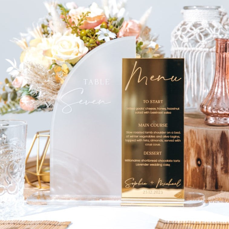 Combined Table Number & Wedding Menu