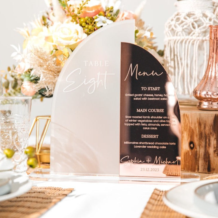 Personalised Table Number & Mirror Menu
