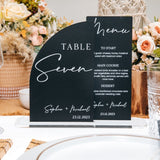 Combined Wedding Table Number & Menu