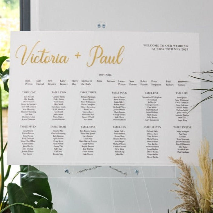 Black & White Acrylic Wedding Seating Plans
