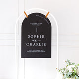 Black & White Arched Wedding Welcome Sign