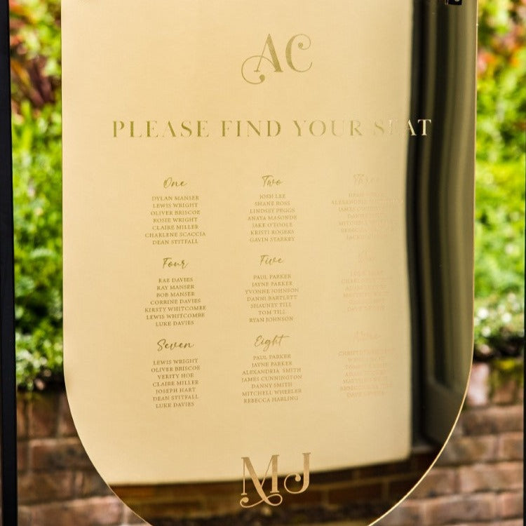 Large Gold Ornate Wedding Seating Plan