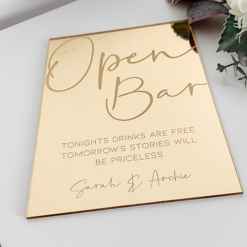 Wedding Open Bar Sign