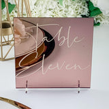 Rose Gold Mirror Table Numbers Square 