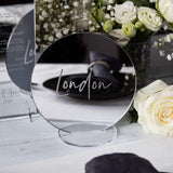Silver Mirror Circle Table Number