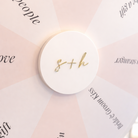 a close-up of a spinning wheel with the word "s+h" on it.