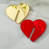 Heart Engraved Engagement Drinks Charms