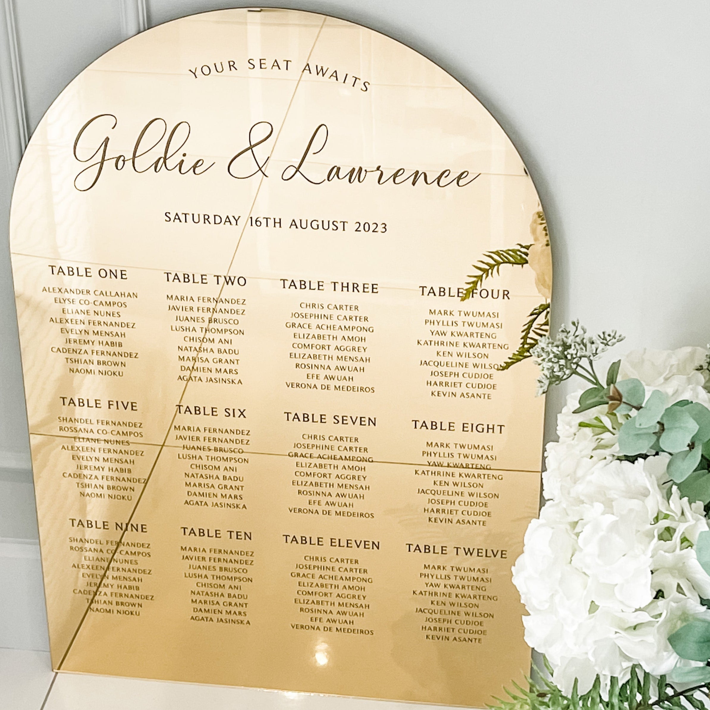 Dome Top Table Plan