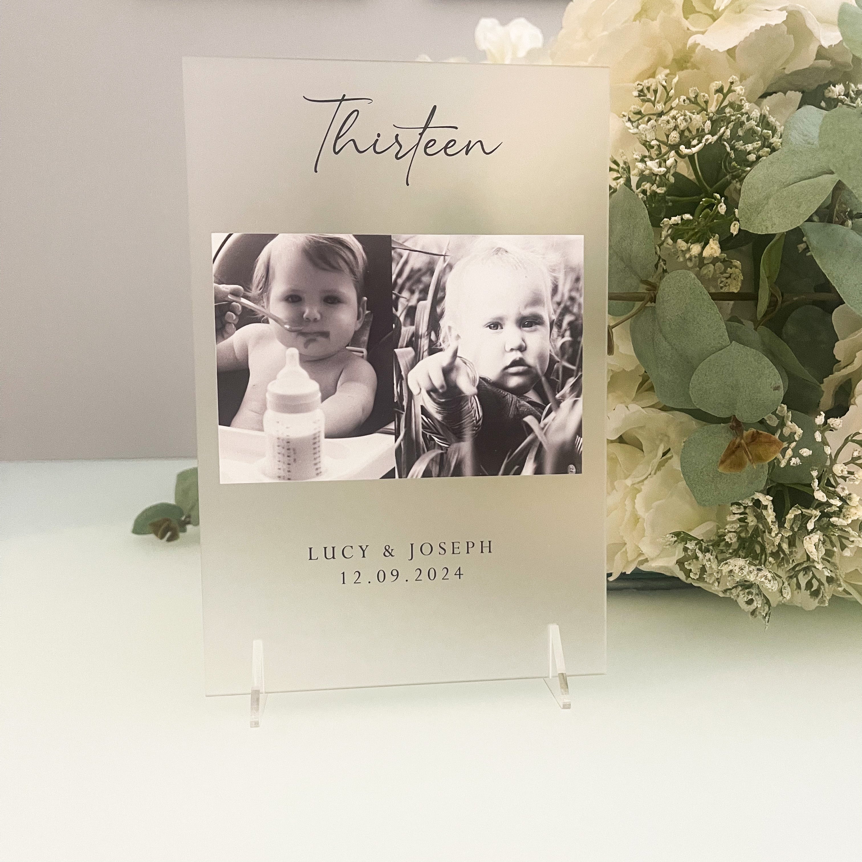 Modern Wedding Table Numbers With Baby Pictures