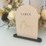 Dome Top Beige & Gold Wedding Table Numbers