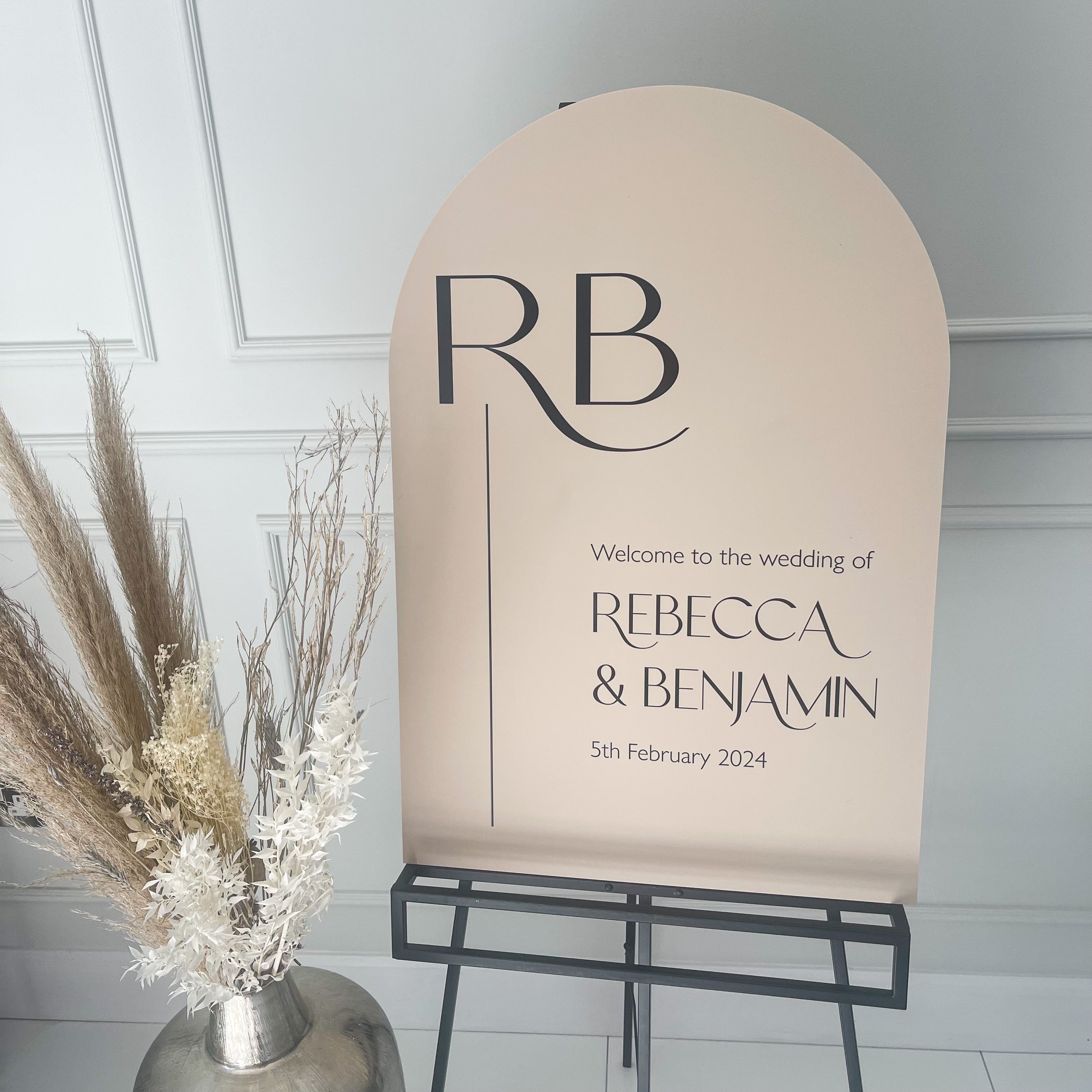 Beige & Black Personalised Wedding Welcome Sign