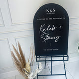 Dome Top Black & White Wedding Welcome Sign