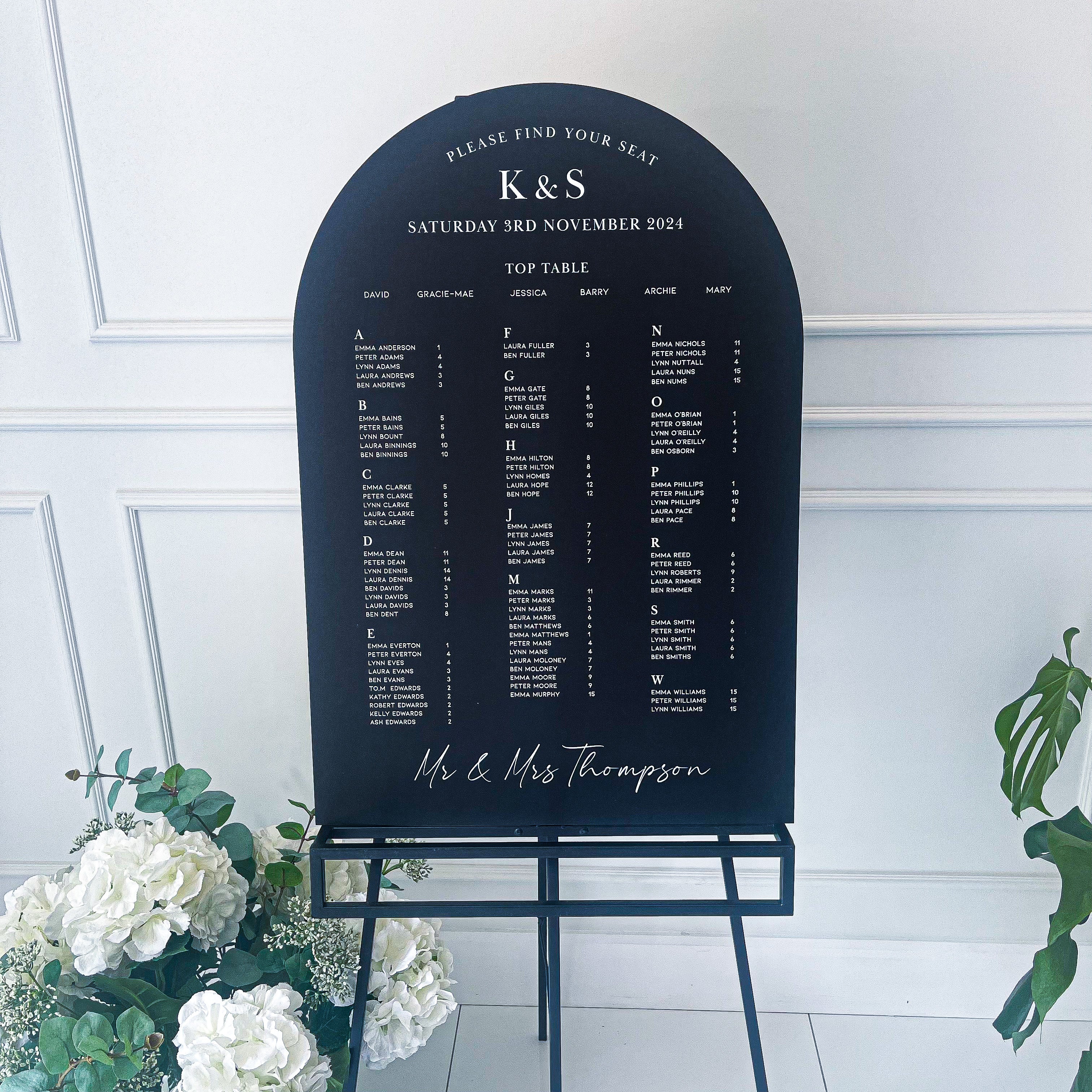 Luxury Monochrome Wedding Table Plan