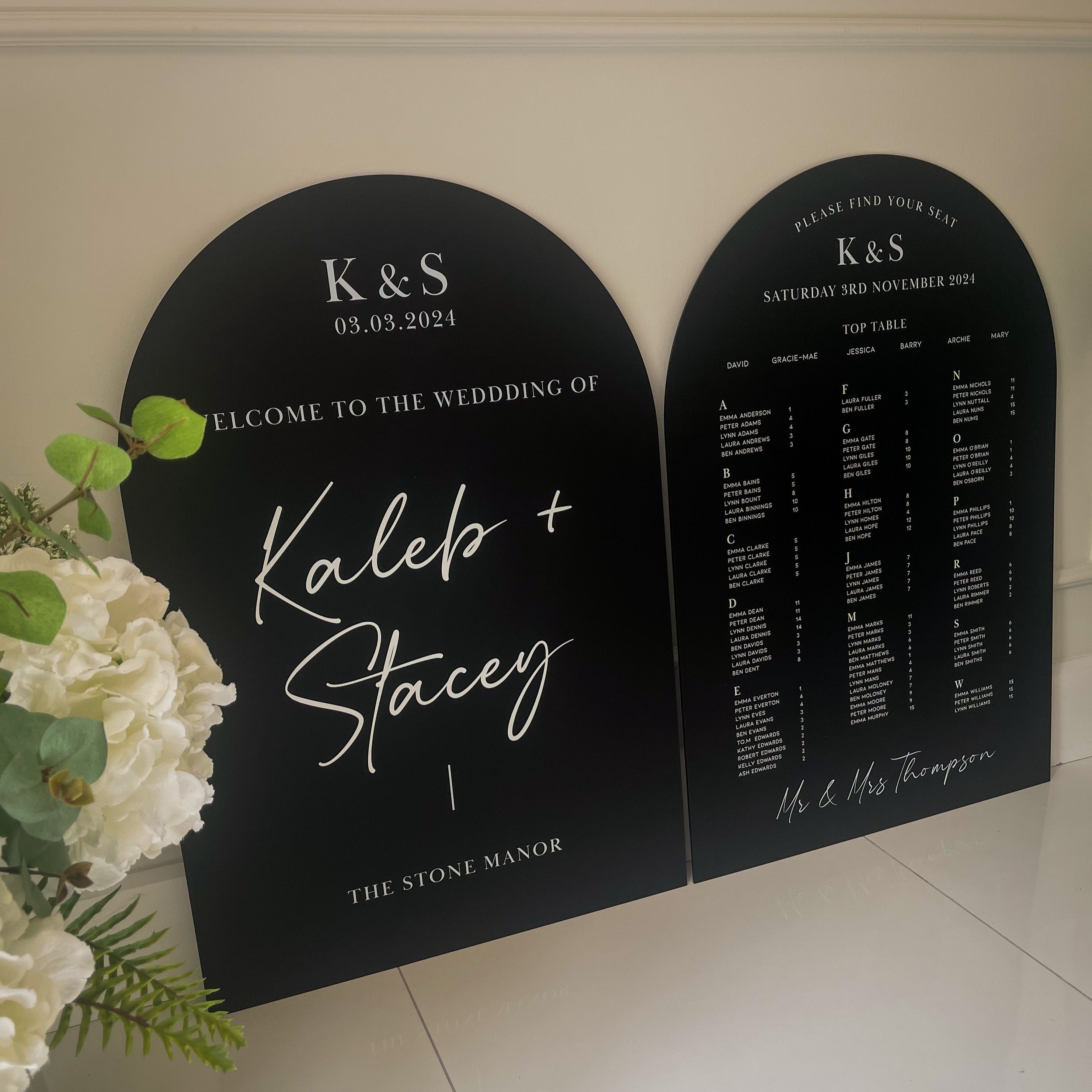 A1, A0 Wedding Welcome Signs & Matching Table Plan