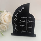 Open Bar Monochrome Wedding Personalised Sign