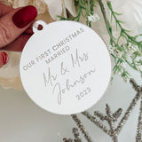 Newly Weds Engraved Christmas Decoration