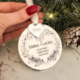 Engaged Couple's First Christmas Personalised Bauble