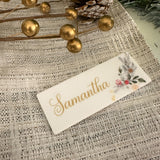 Floral Christmas Wedding Place Cards