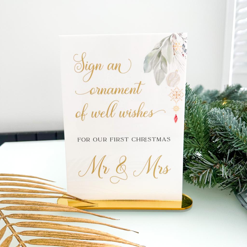 Sign an Ornament Festive Wedding Sign