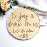 Mirror Engraved Wedding Favour Drinks Token