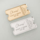 Personalised Gold  or Silver Mirror Wedding Drinks Tokens