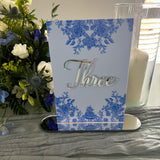 Blue & White Floral Wedding Table Numbers