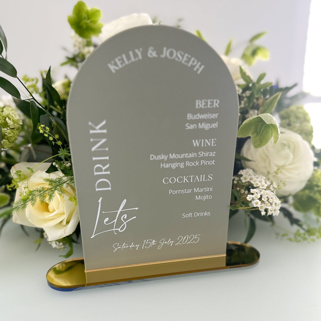 Sage Green Wedding Drinks Menu Sign – Wedding Lux