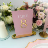 Dusky Pink Wedding Table Numbers with Mirror Accents