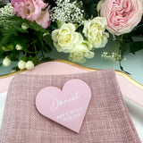 Dusky Pink Heart Bridgerton Inspired Wedding Place Cards