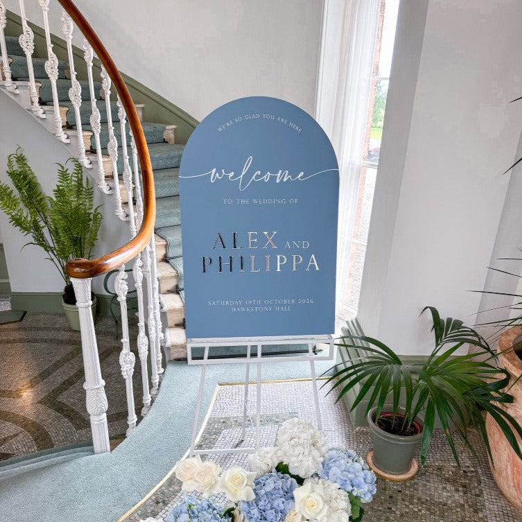 Blue Personalised Wedding welcome Sign