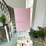Dusky Pink Wedding Welcome Sign With Mirror Accents