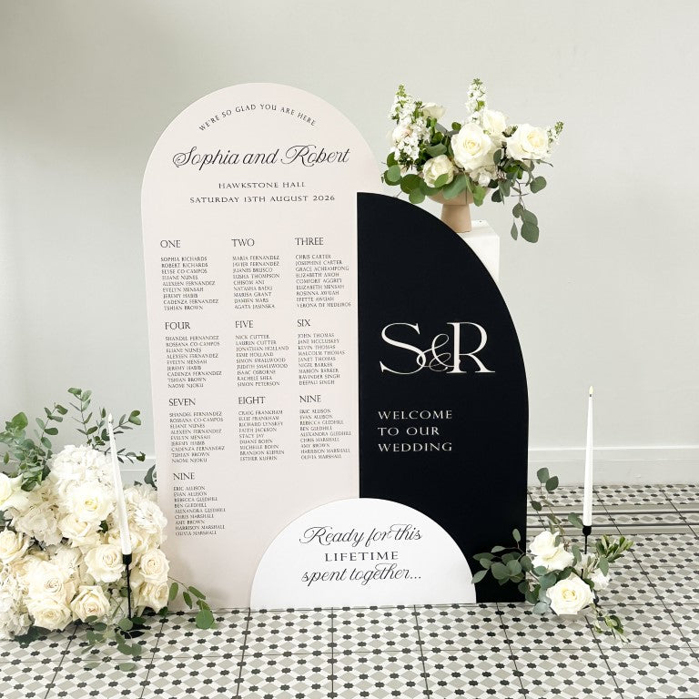 Black & White Personalised Wedding Reception Welcome Sign