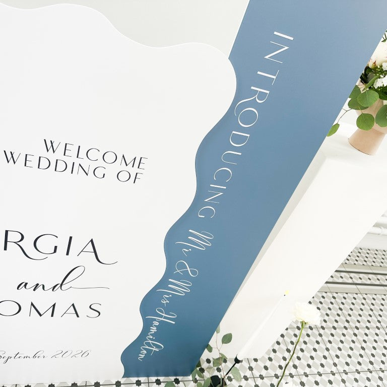 Blue & White Wedding welcome Signs