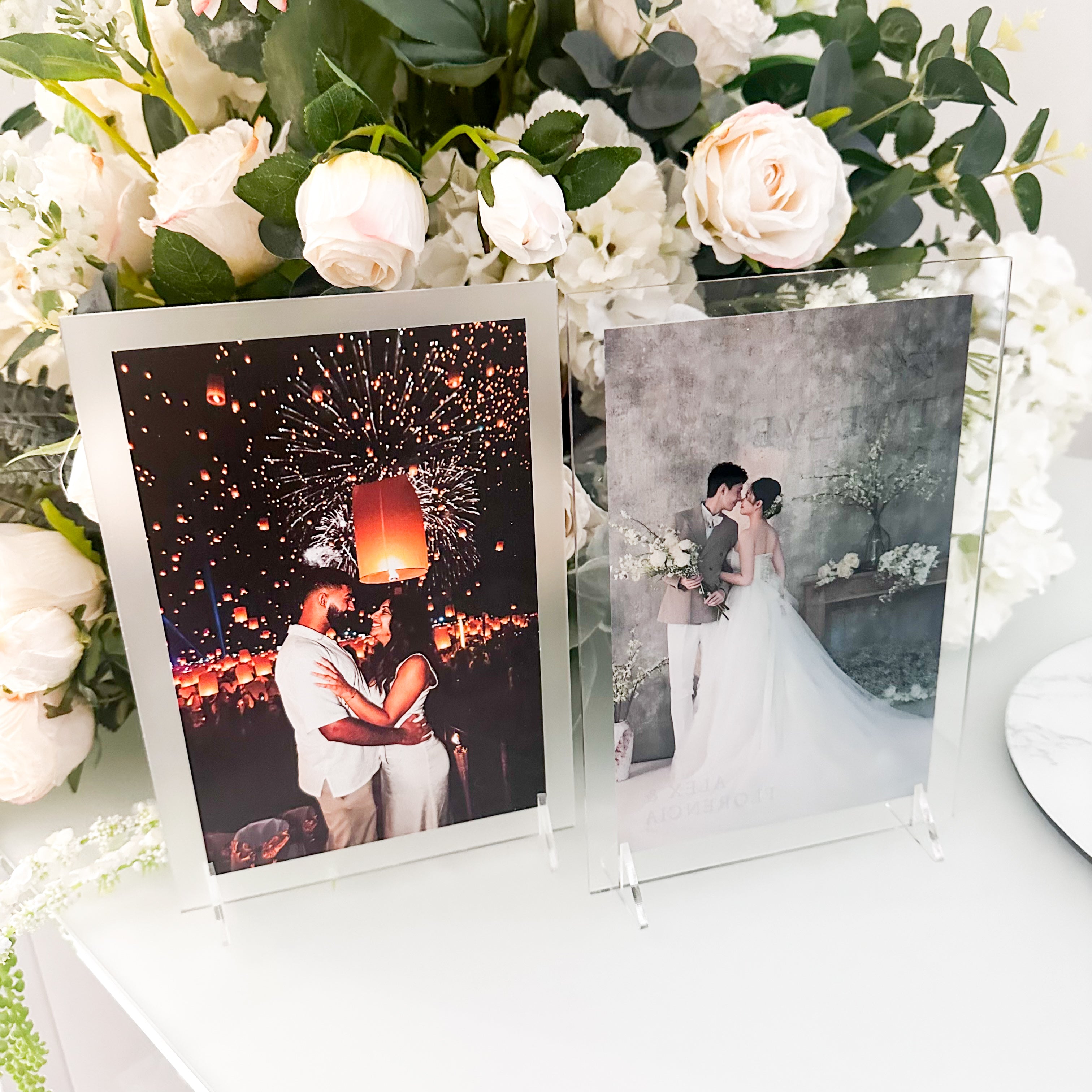 Double Sided Couples Photo Personalised Wedding Table Number