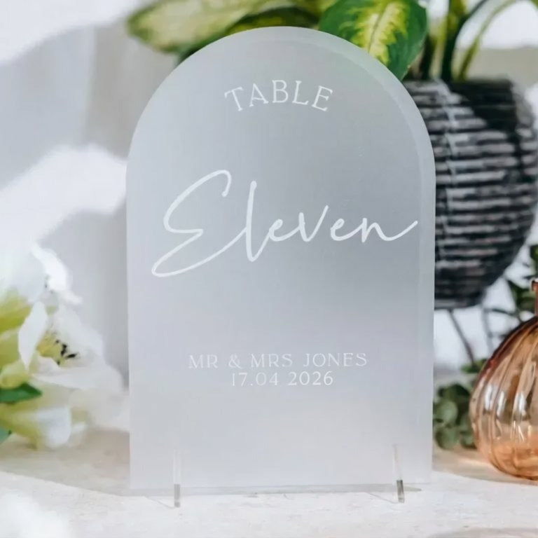 Frosted Acrylic Personalised Wedding Table Numbers