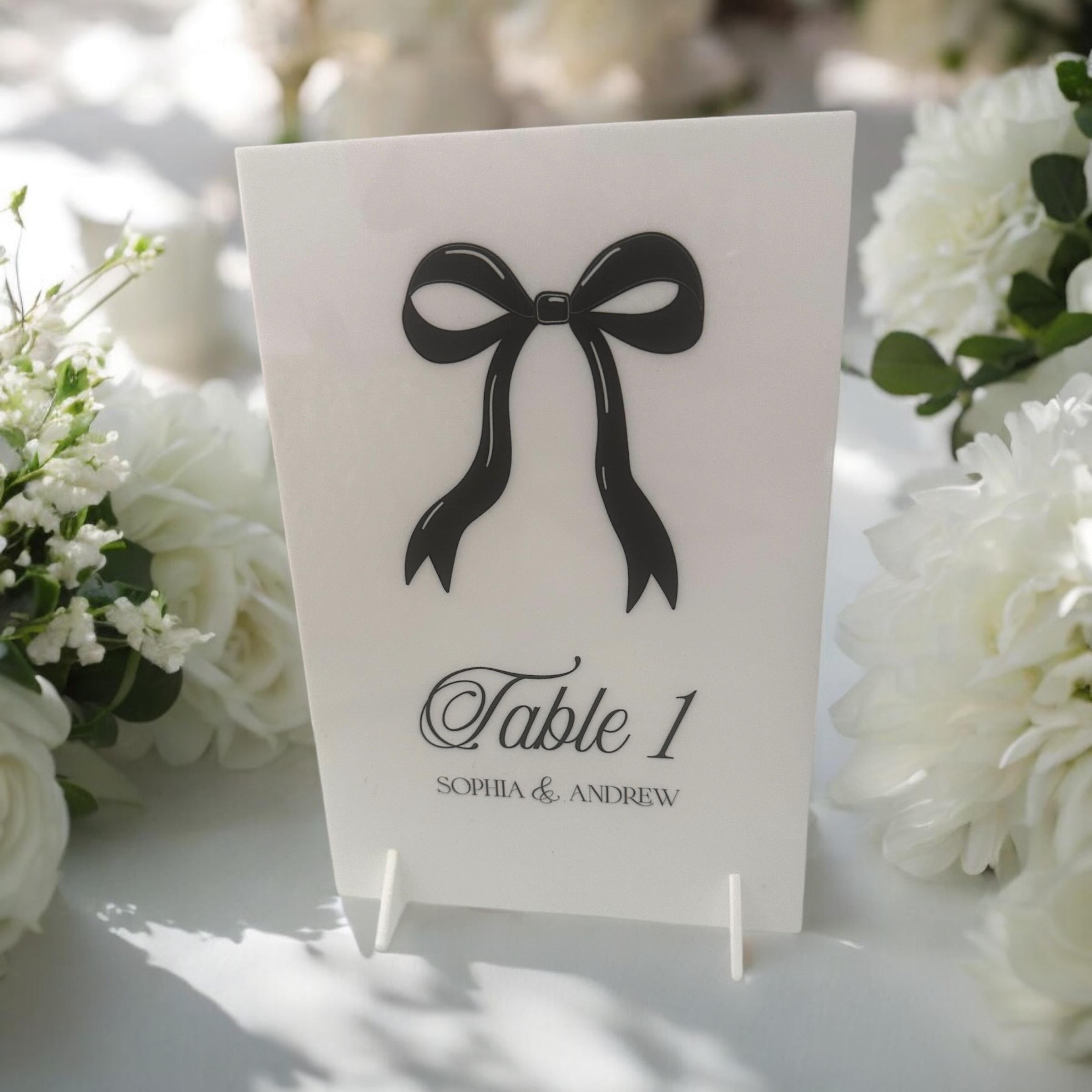 Personalised Wedding Bow, Elegant Table Names