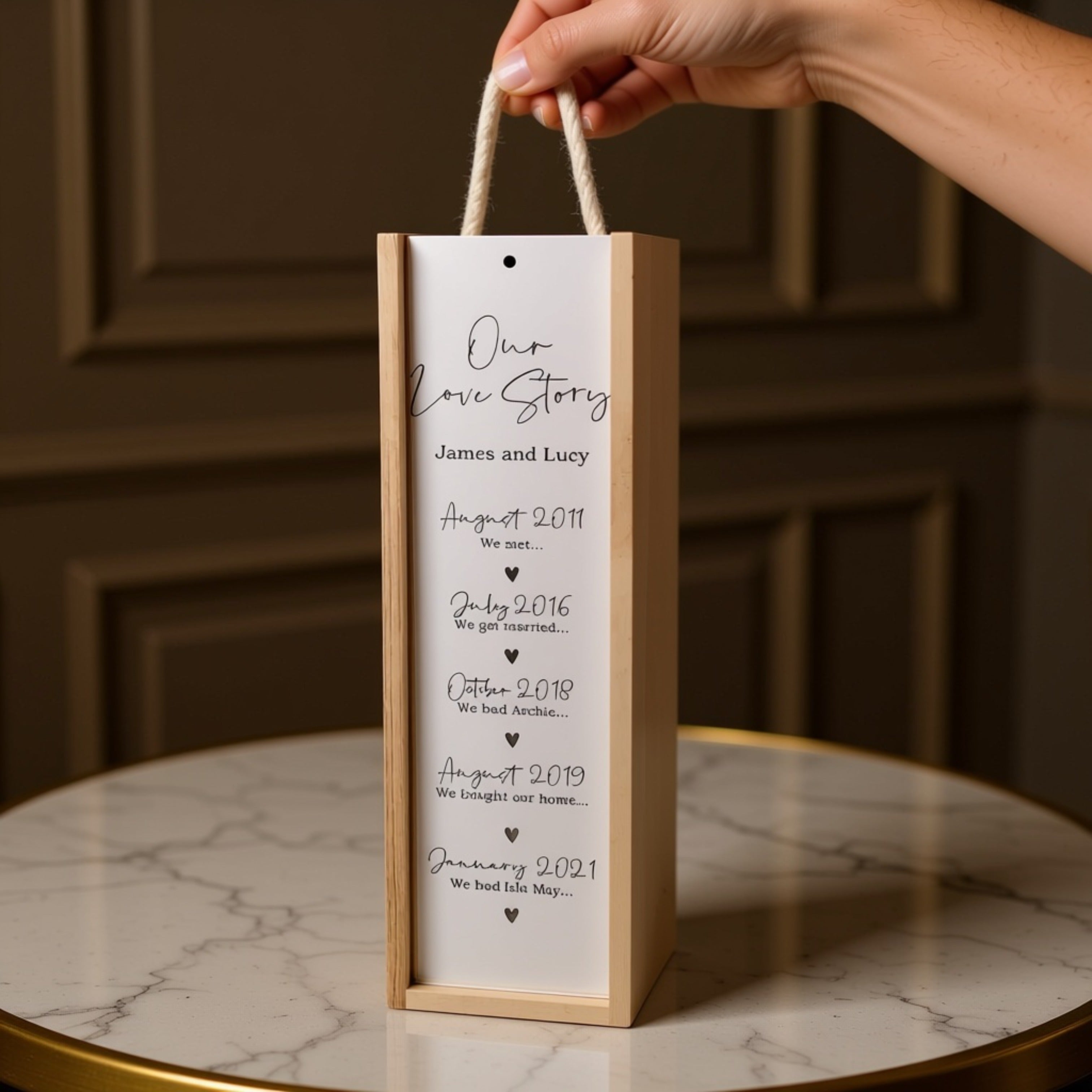 Luxury Engraved Wine Bottle Box