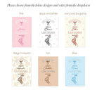 six different designs of a wedding invitation or event invitation, each with a unique color and style. The designs include pink, black and white, ivory and burgundy, beige cowprint, tan, blue, and brown. The text on the designs reads "Howdy! Welcome to Louisa's Last Birthday" and "Louisa's Last Birthday" is written in a cursive font.