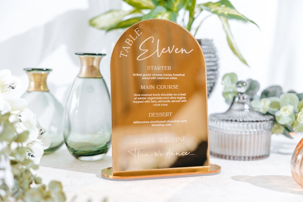 Combined Wedding Table Number & Menu Sign