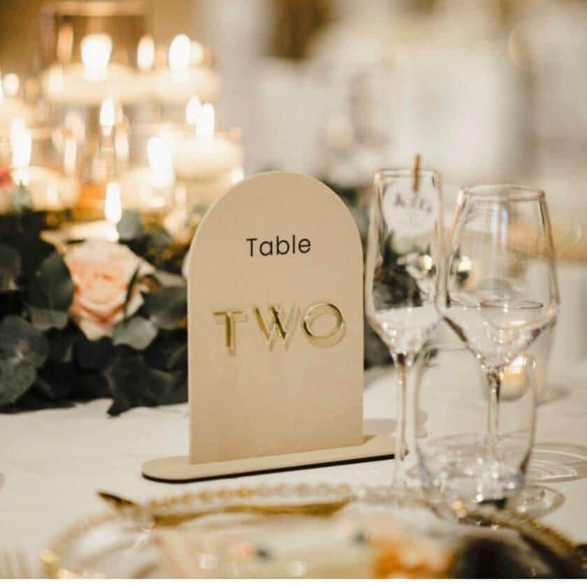 Beige & Gold Wedding Table Numbers